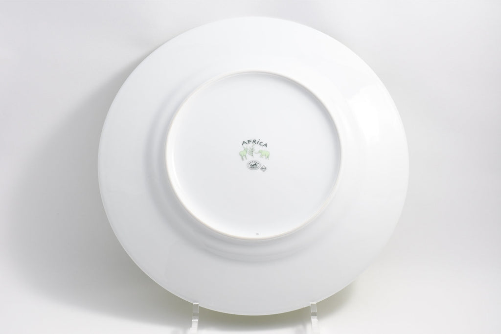 Hermes Africa Dinner Plate 27 cm porcelain green animal Zebra 10.75" EX