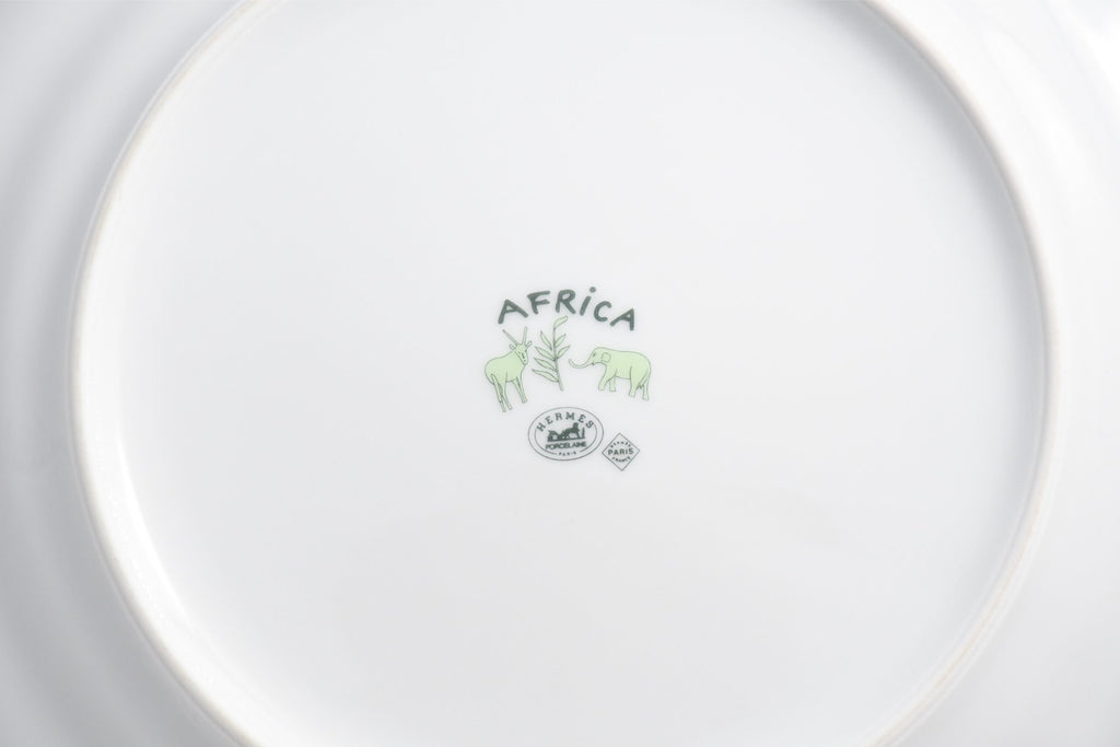 Hermes Africa Dinner Plate 27 cm porcelain green animal Zebra 10.75" EX