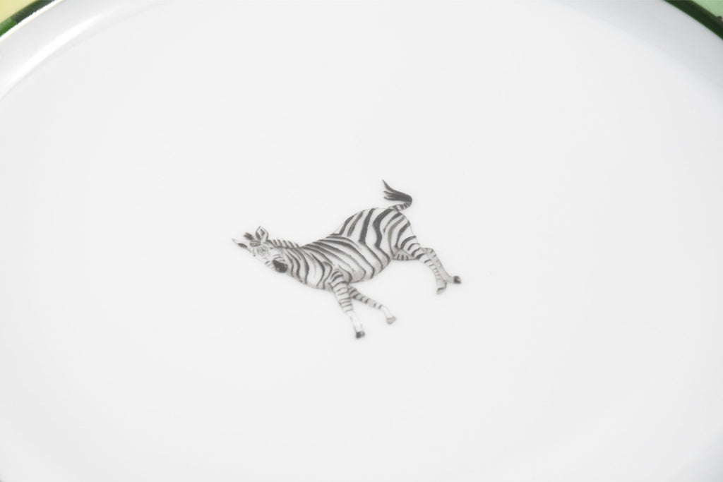 Hermes Africa Dinner Plate 27 cm porcelain green animal Zebra 10.75" EX