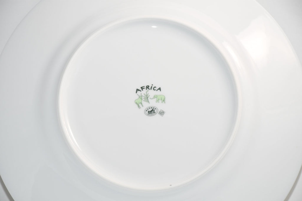 Hermes Africa Dinner Plate 27 cm porcelain green animal Zebra 10.75" Set of 2