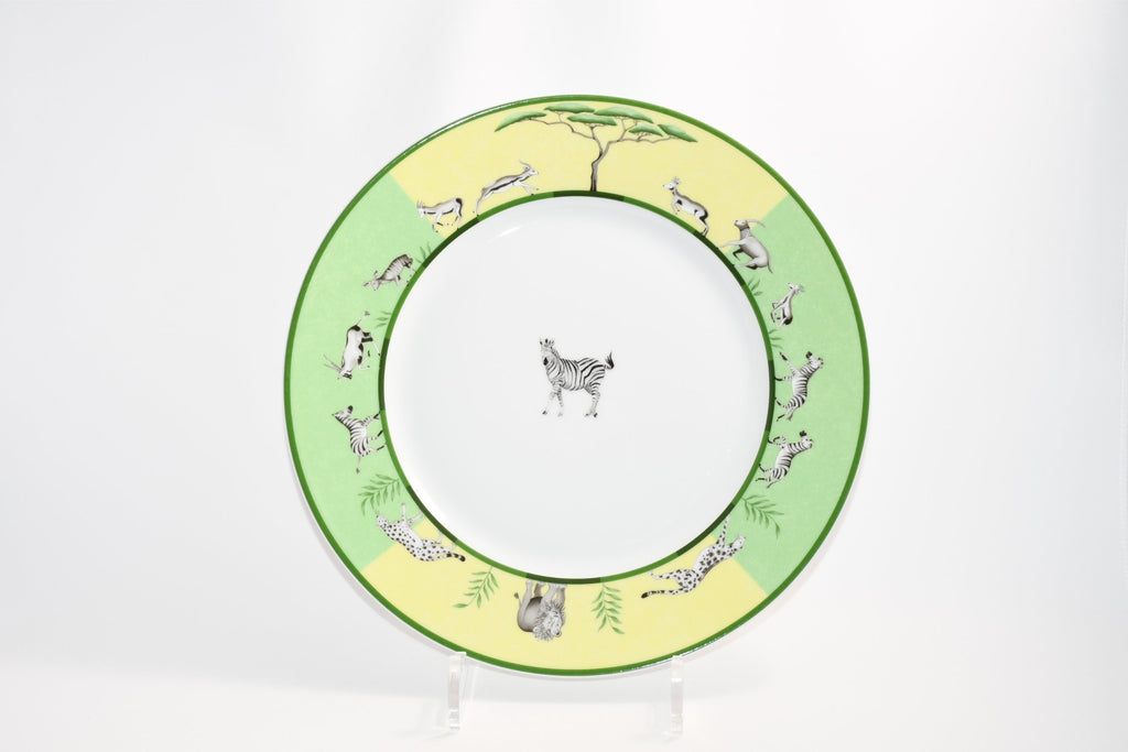 Hermes Africa Dinner Plate 27 cm porcelain green animal Zebra 10.75" Set of 2