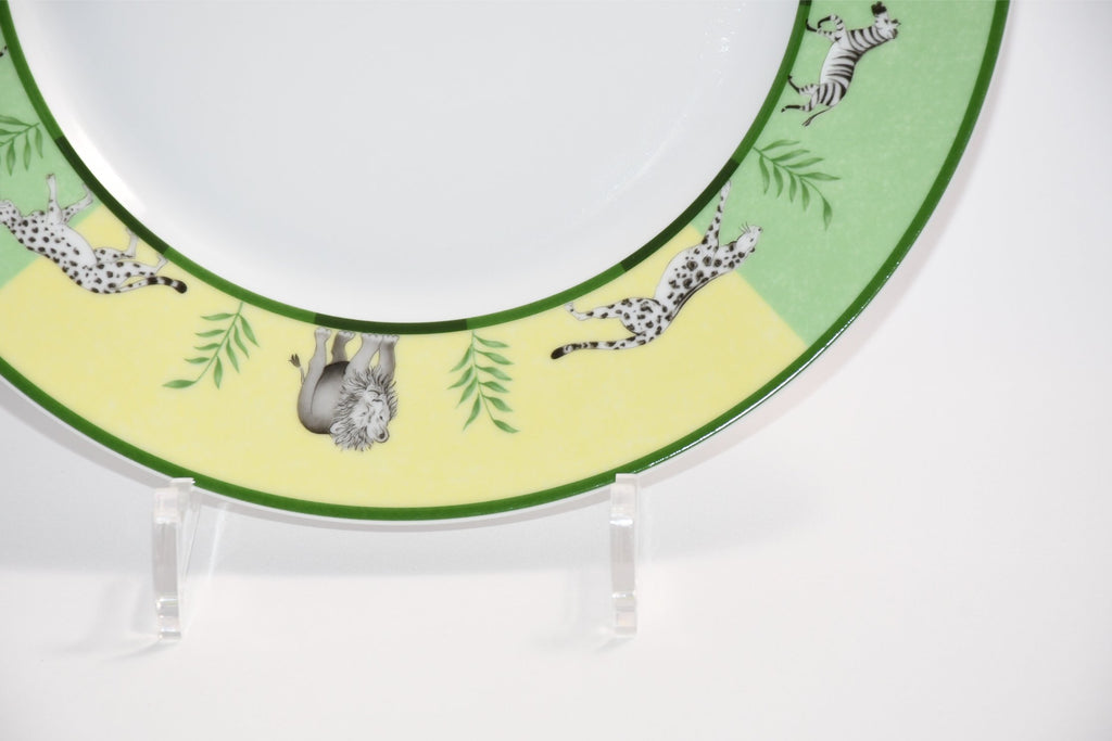 Hermes Africa Dinner Plate 27 cm porcelain green animal Zebra 10.75" Set of 2