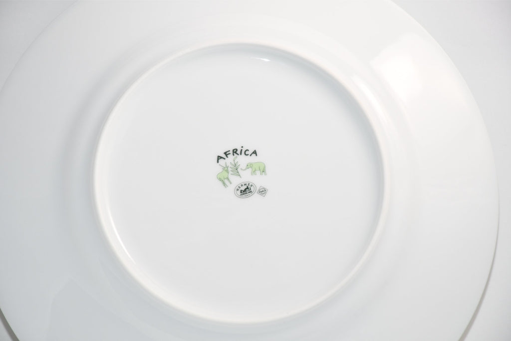 Hermes Africa Dinner Plate 27 cm porcelain green animal Zebra 10.75" Set of 2