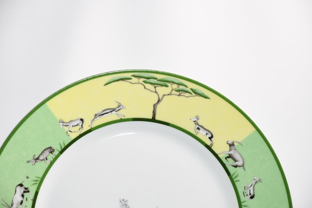 Hermes Africa Dinner Plate 27 cm porcelain green animal Zebra 10.75" Set of 2