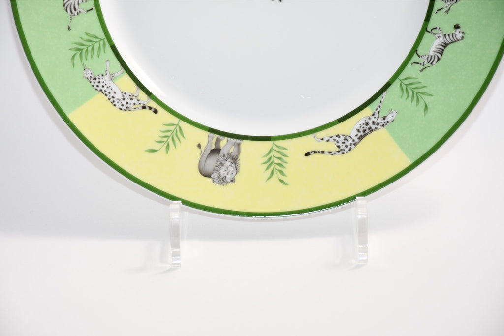 Hermes Africa Dinner Plate 27 cm porcelain green animal Zebra 10.75" Set of 2