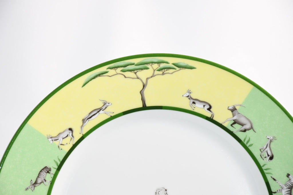 Hermes Africa Dinner Plate 27 cm porcelain green animal cheetah 10.75" Y173