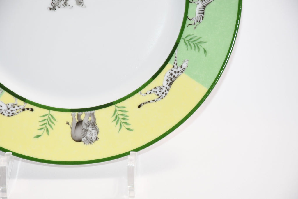 Hermes Africa Dinner Plate 27 cm porcelain green animal cheetah 10.75" Y173