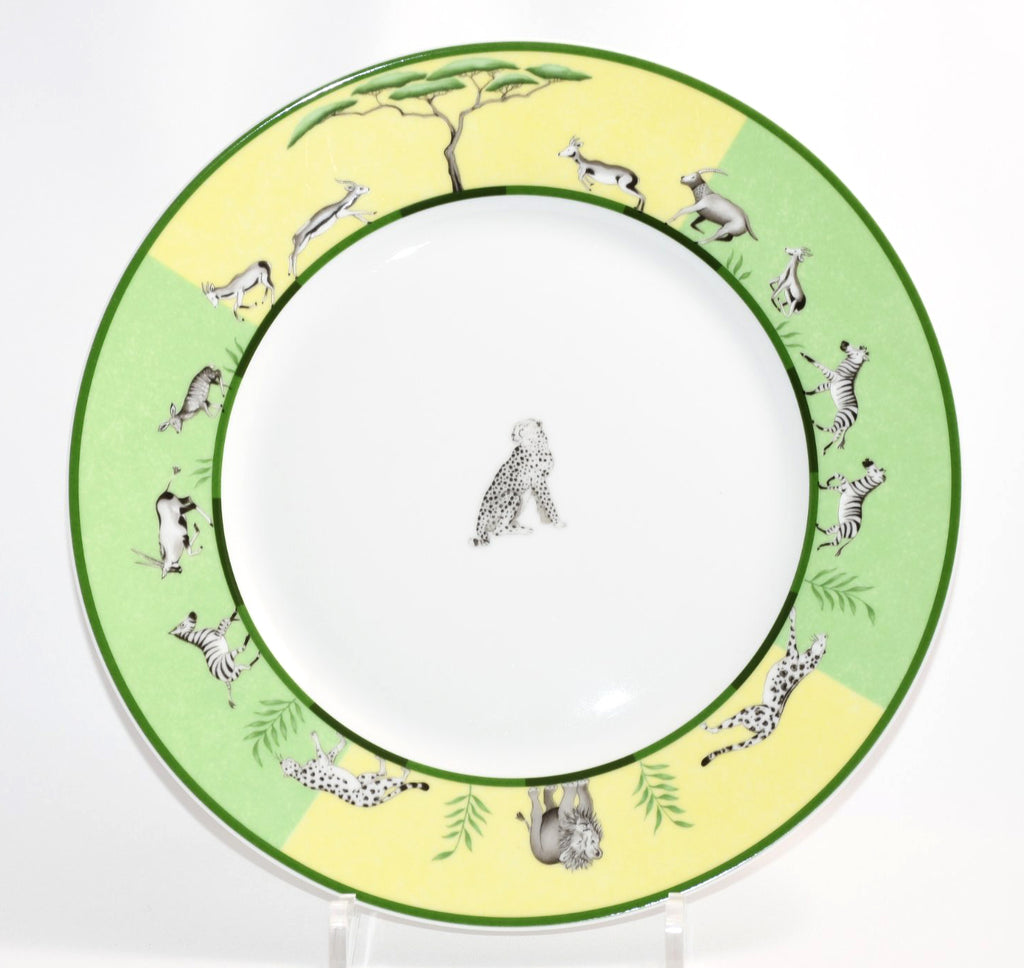 Hermes Africa Dinner Plate 27 cm porcelain green animal cheetah 10.75" EX+ YO10