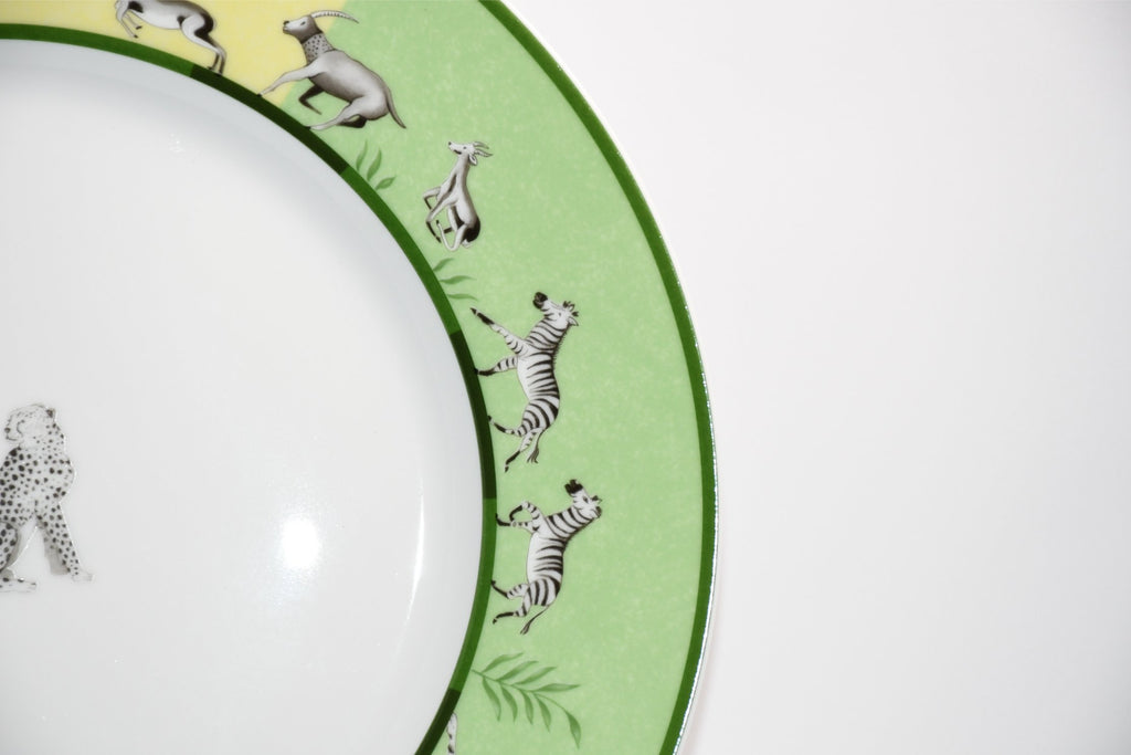 Hermes Africa Dinner Plate 27 cm porcelain green animal cheetah 10.75" EX+ YO10