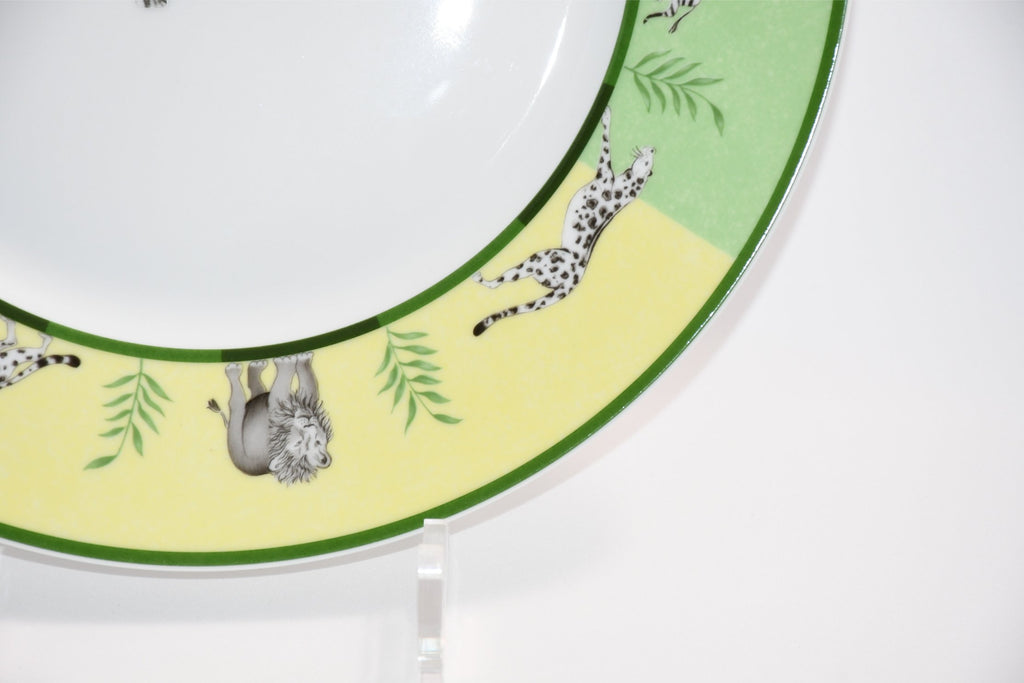 Hermes Africa Dinner Plate 27 cm porcelain green animal cheetah 10.75" EX+ YO10
