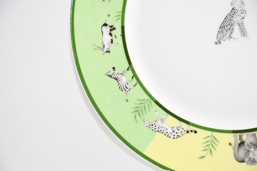 Hermes Africa Dinner Plate 27 cm porcelain green animal cheetah 10.75" EX+ YO10