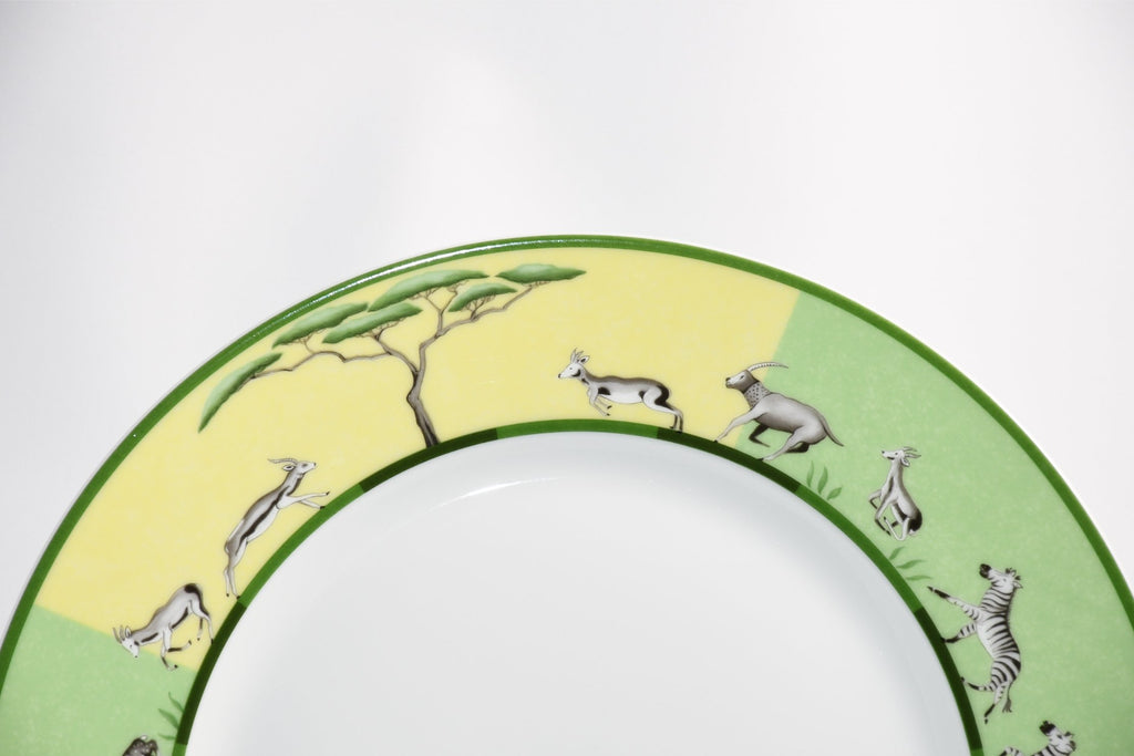 Hermes Africa Dinner Plate 27 cm porcelain green animal cheetah run 10.75" Y073