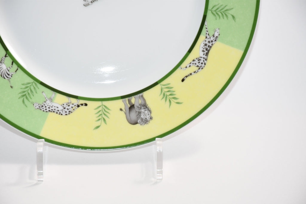 Hermes Africa Dinner Plate 27 cm porcelain green animal cheetah run 10.75" Y073