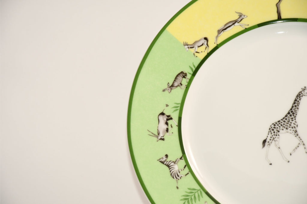 Hermes Africa Dinner Plate 27 cm porcelain green animal giraffe 10.75"