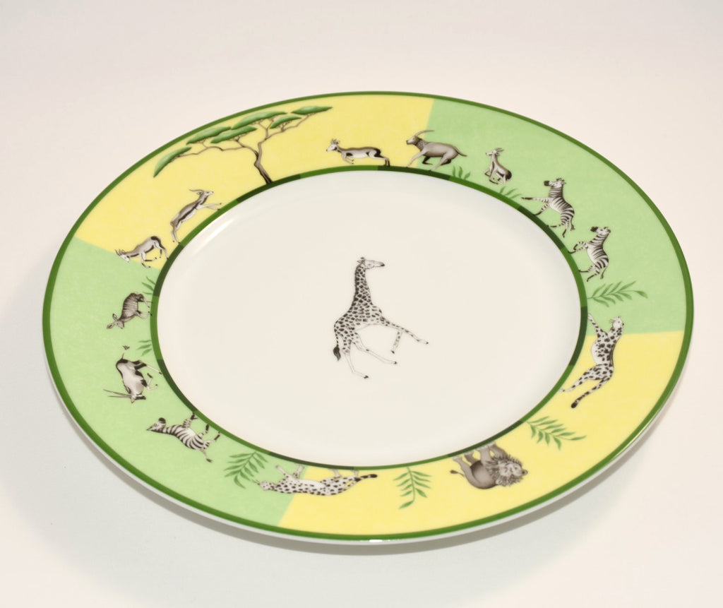 Hermes Africa Dinner Plate 27 cm porcelain green animal giraffe 10.75"