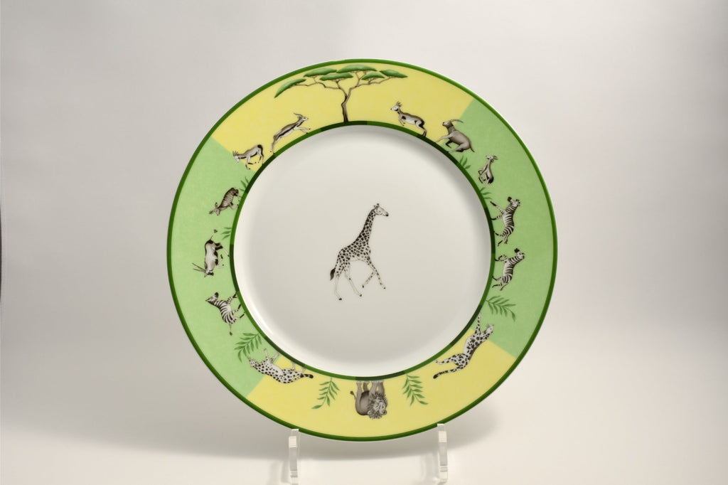 Hermes Africa Dinner Plate 27 cm porcelain green animal giraffe 10.75"