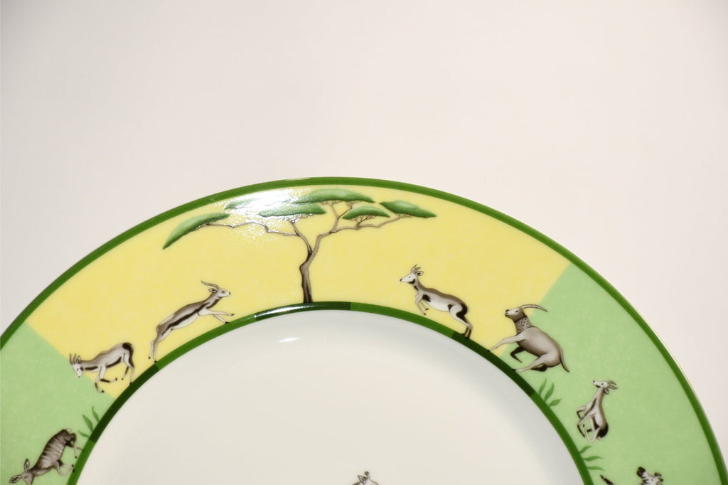 Hermes Africa Dinner Plate 27 cm porcelain green animal giraffe 10.75"
