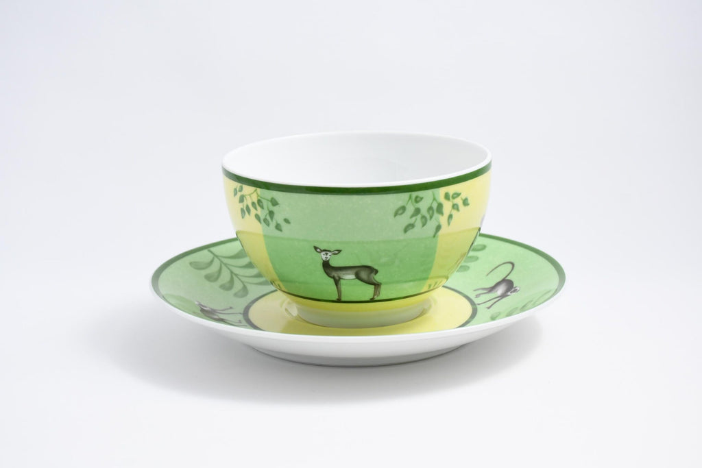 Hermes Africa Morning Cup green porcelain breakfast soup bowl Set of 2