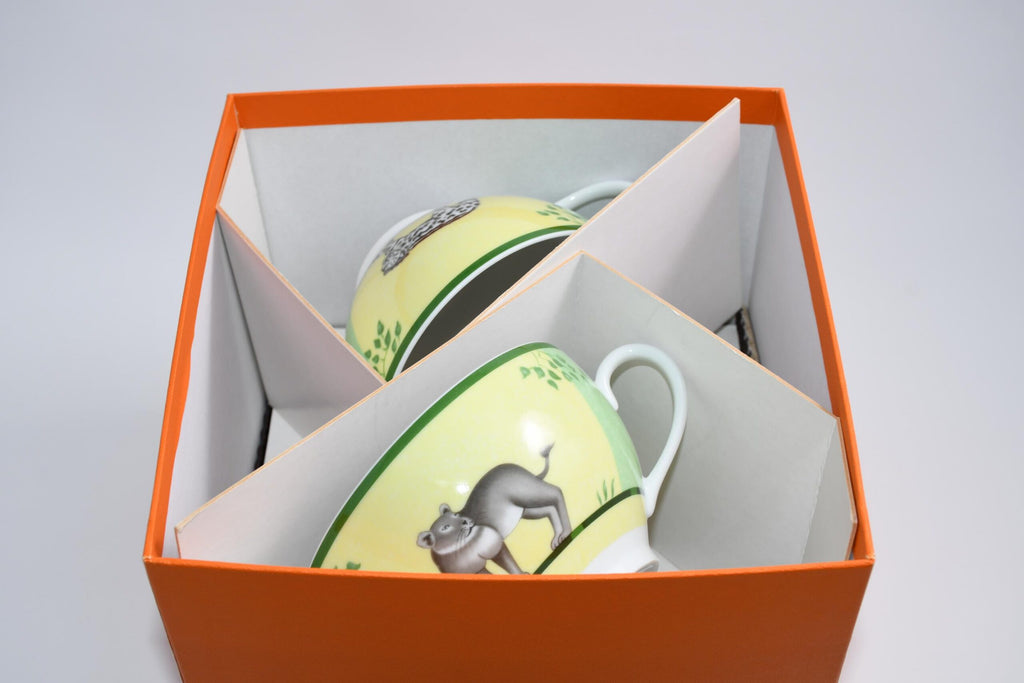 Hermes Africa Morning Cup green porcelain breakfast soup bowl Set of 2