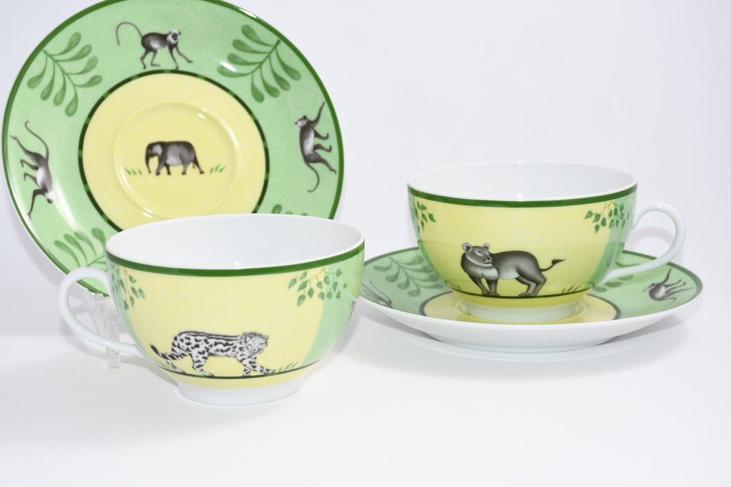 Hermes Africa Morning Cup green porcelain breakfast soup bowl Set of 2