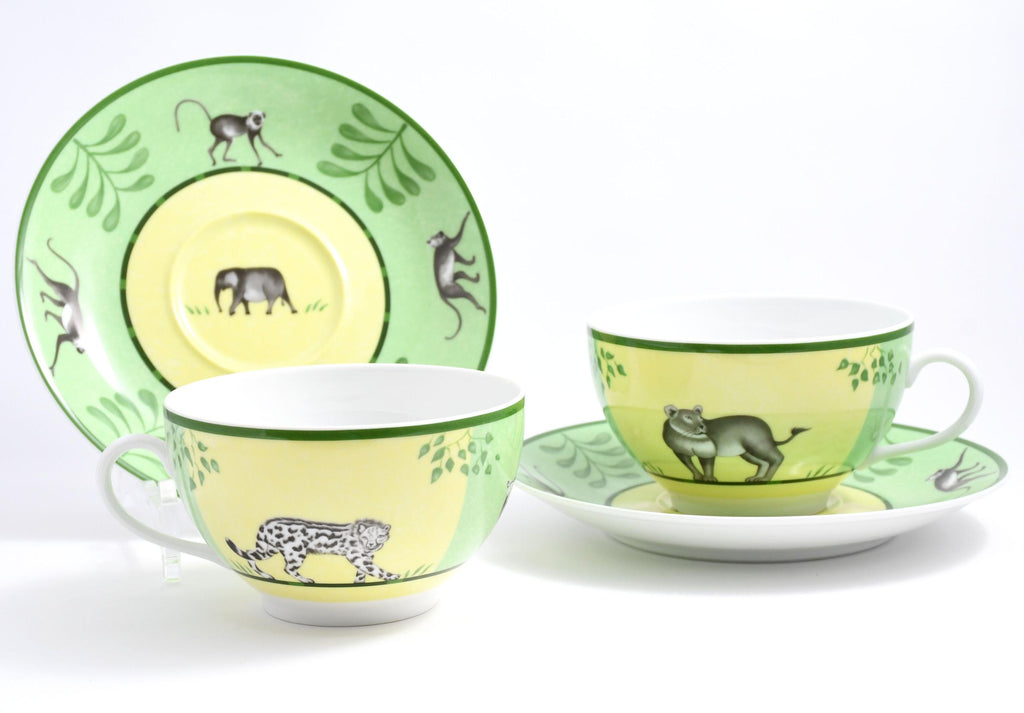 Hermes Africa Morning Cup green porcelain breakfast soup bowl Set of 2