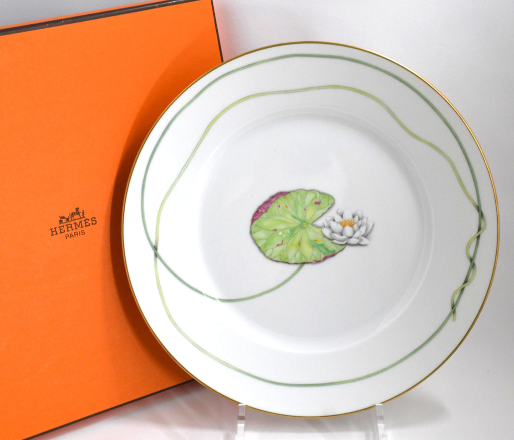 Hermes Nile Dinner Plate 27 cm porcelain Nil lotus green 10.75"