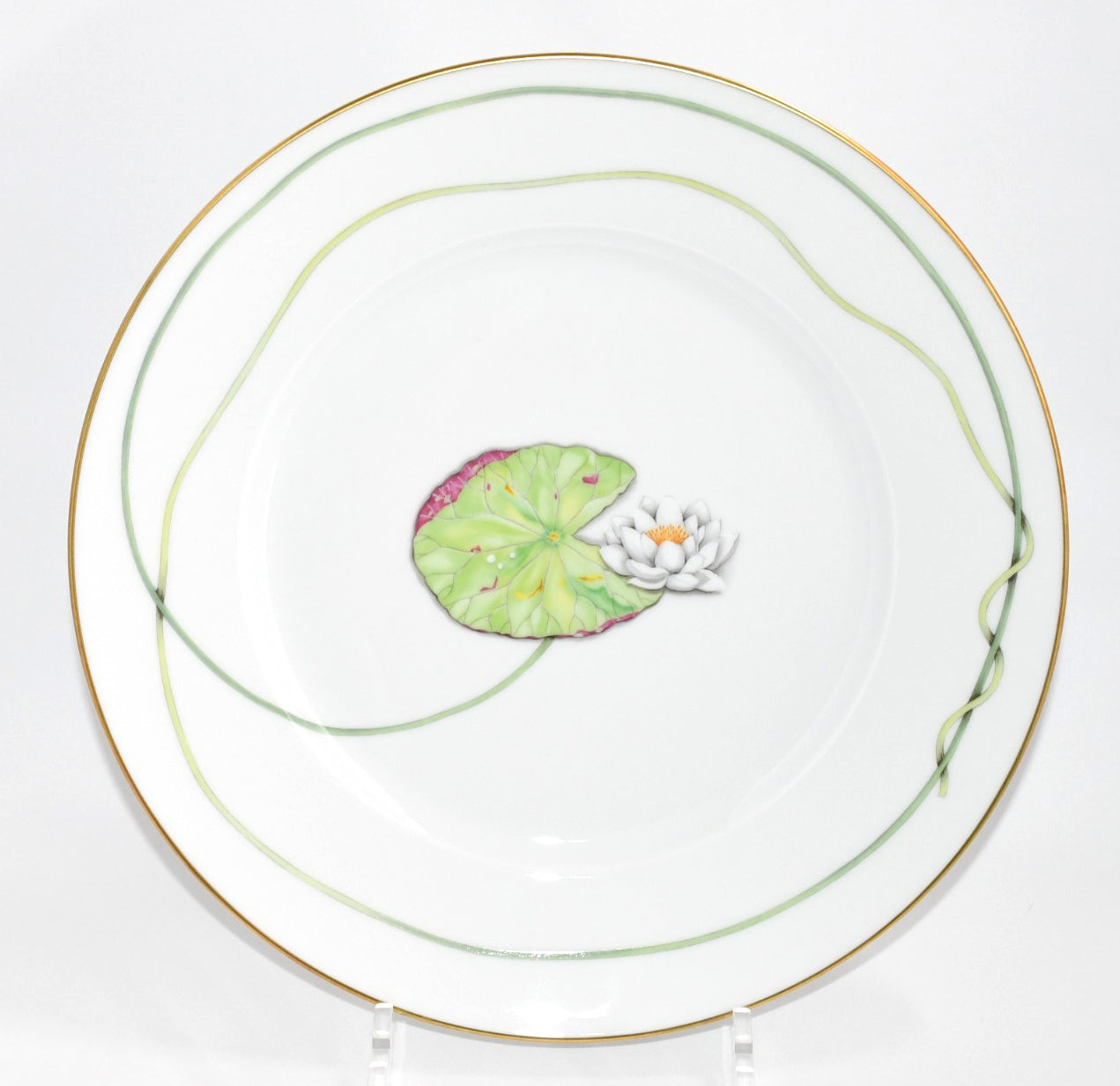 Hermes Nile Dinner Plate 27 cm porcelain Nil lotus green 10.75"
