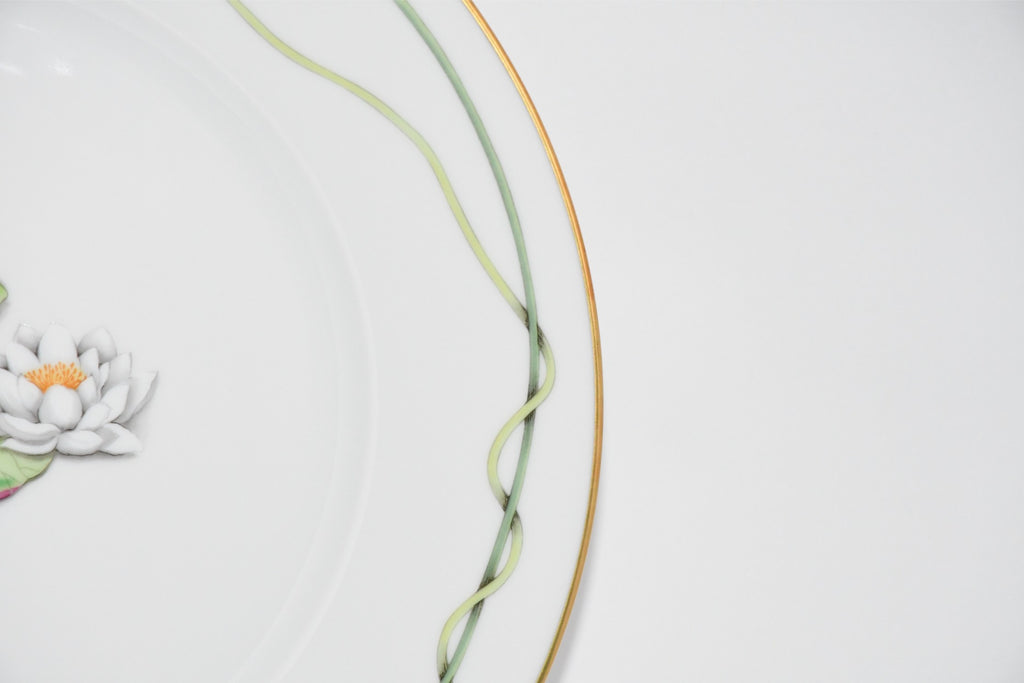Hermes Nile Dinner Plate 27 cm porcelain Nil lotus green 10.75"