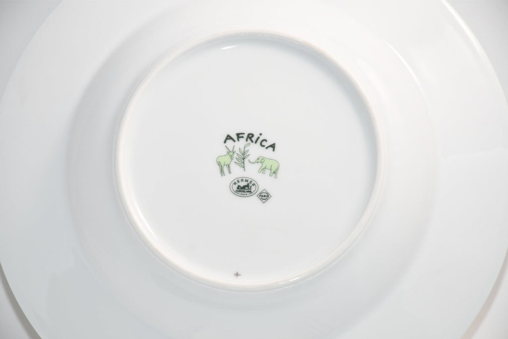 Hermes Africa Soup Plate 22 cm green porcelain morning elephant