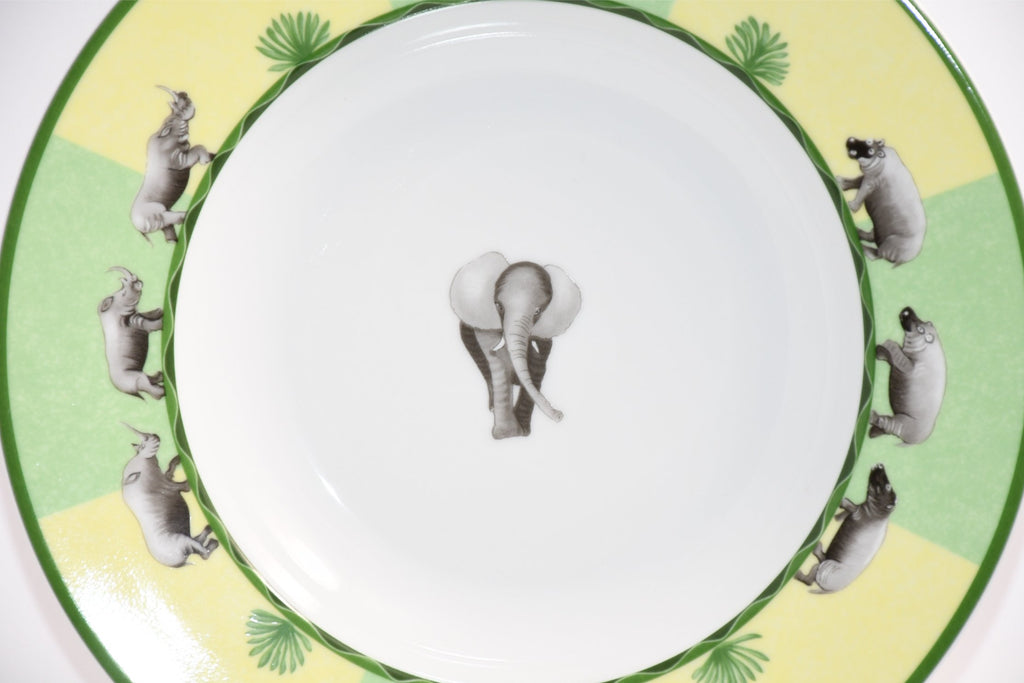 Hermes Africa Soup Plate 22 cm green porcelain morning elephant