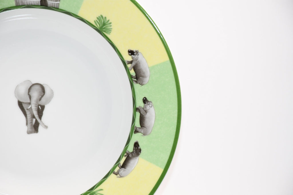Hermes Africa Soup Plate 22 cm green porcelain morning elephant