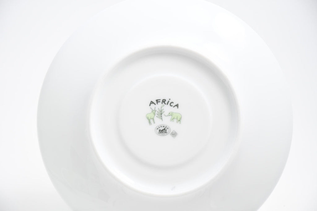 Hermes Africa Tea Cup and Saucer 2 set Green porcelain animal coffee m08