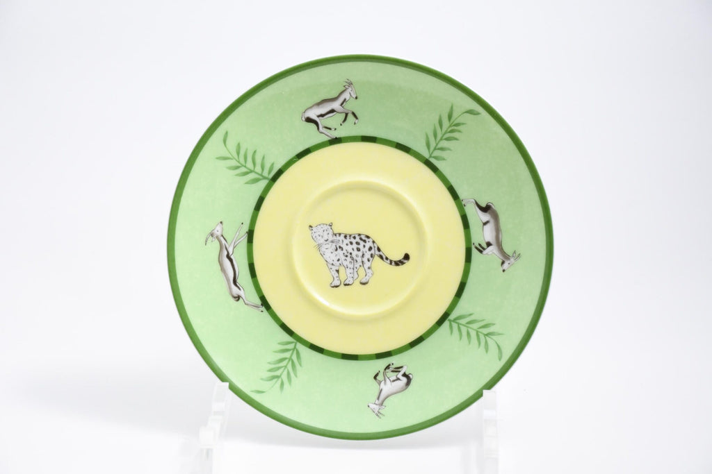 Hermes Africa Tea Cup and Saucer 2 set Green porcelain animal coffee m08