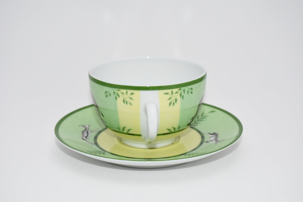 Hermes Africa Tea Cup and Saucer 2 set Green porcelain coffee animal 0205