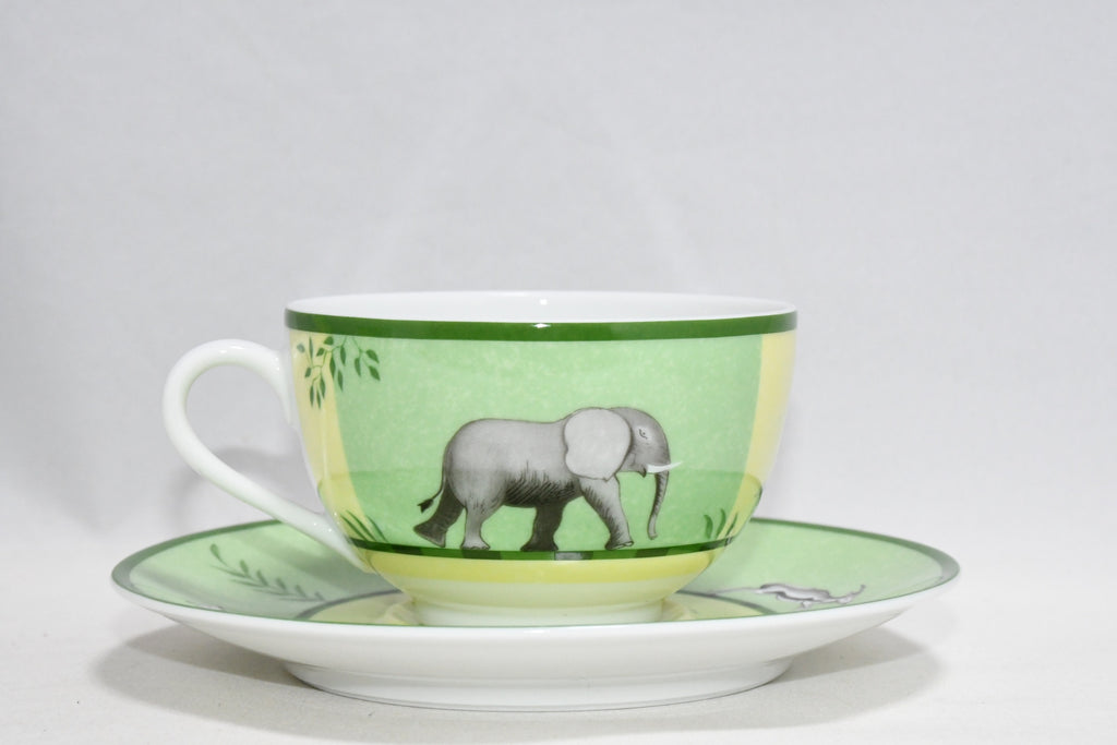 Hermes Africa Tea Cup and Saucer 2 set Green porcelain coffee animal 0258