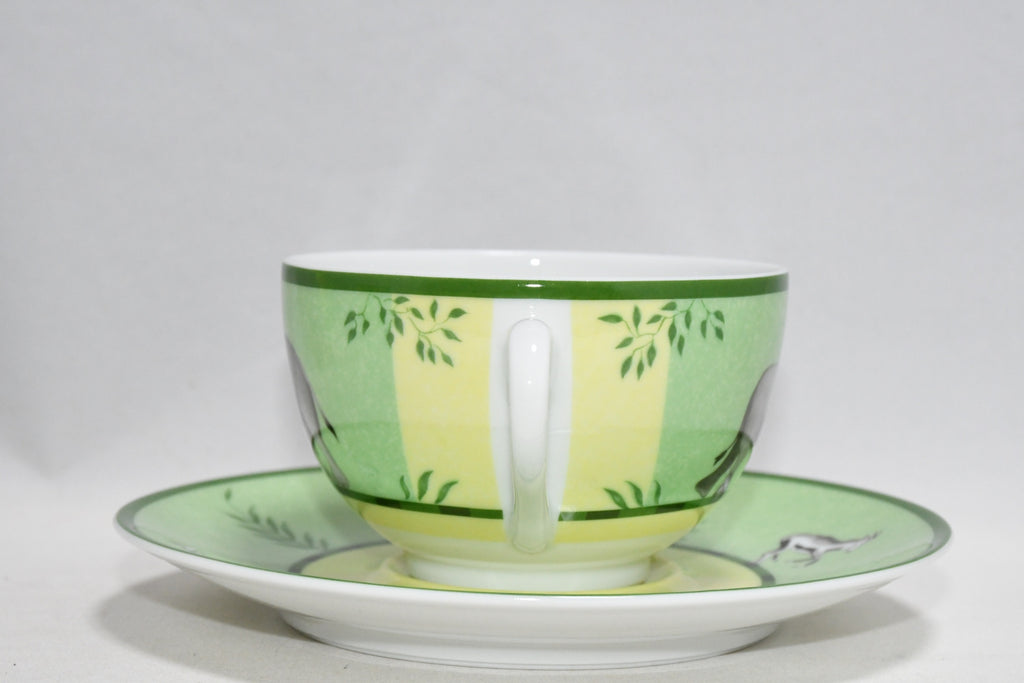 Hermes Africa Tea Cup and Saucer 2 set Green porcelain coffee animal 0258