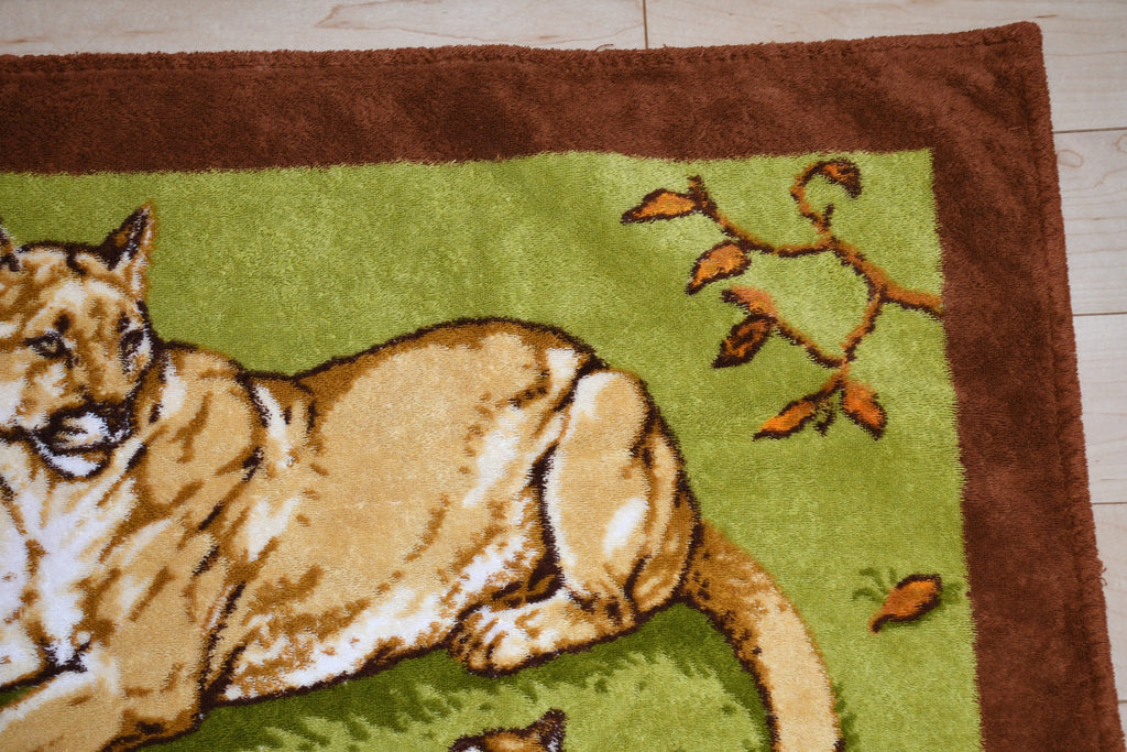 Hermes Beach Towel Bath Mat Three Lion brown Cotton Ornament Rug 94 x 64 cm