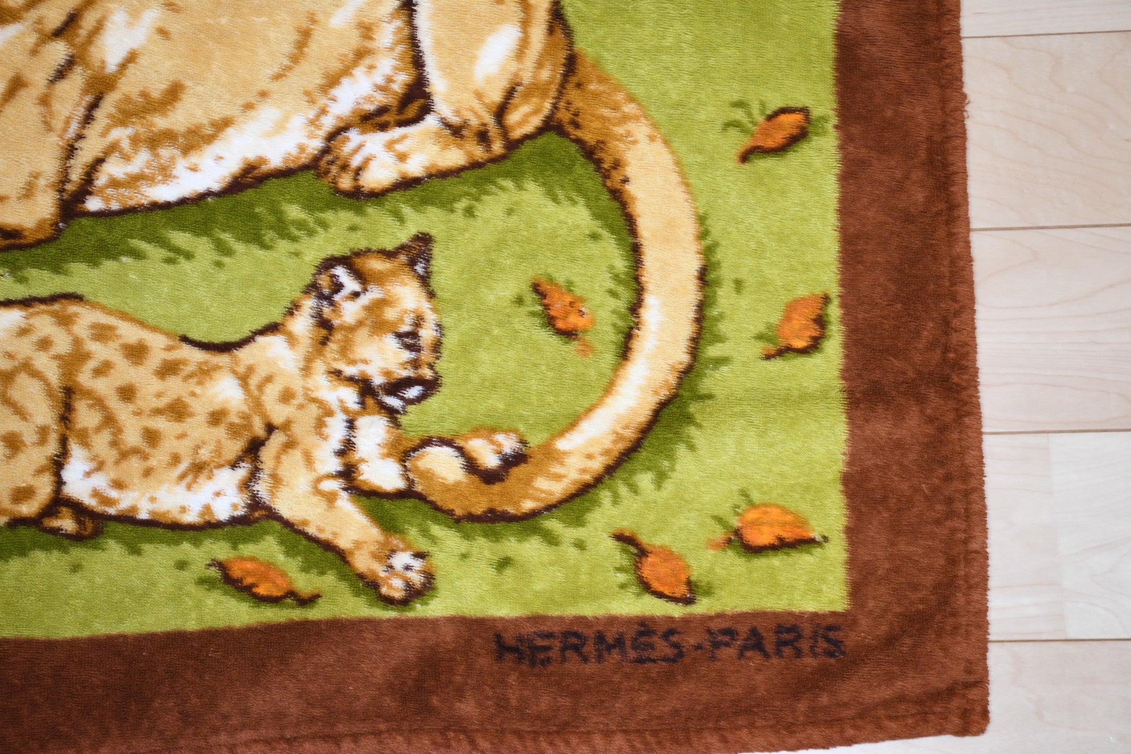 Hermes Beach Towel Bath Mat Three Lion brown Cotton Ornament Rug