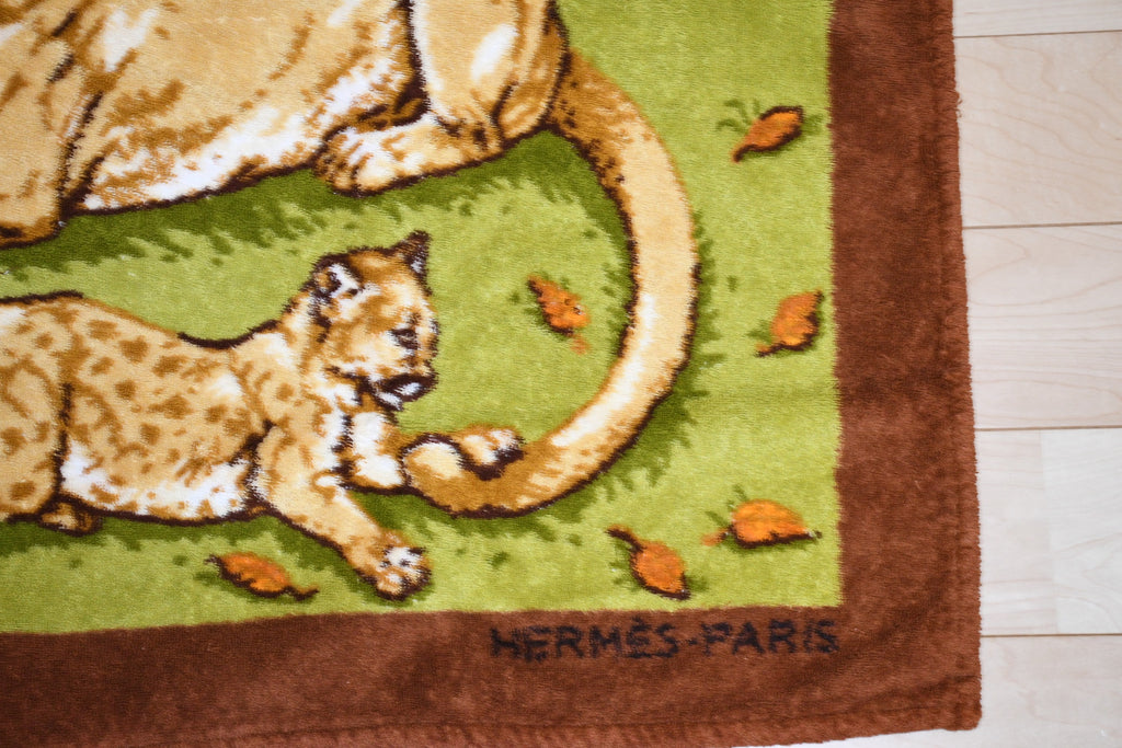Hermes Beach Towel Bath Mat Three Lion brown Cotton Ornament Rug 94 x 64 cm