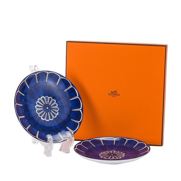 Hermes Bleus d'Ailleurs Bread Plate 16 cm Set of 2 blue porcelain cake dessert