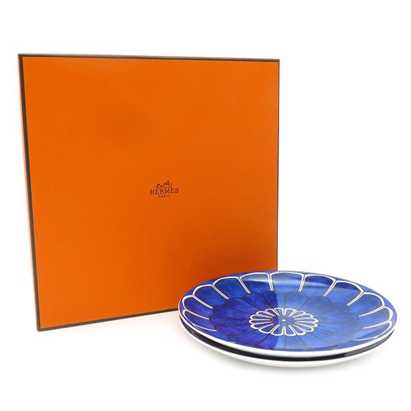Hermes Bleus d'Ailleurs Bread Plate 16 cm Set of 2 blue porcelain cake dessert