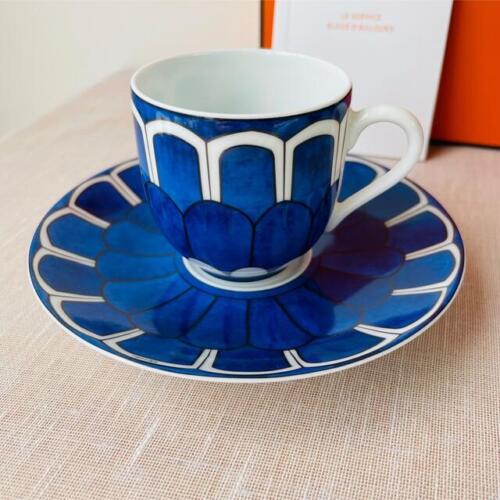 Hermes Bleus d'Ailleurs Demitasse Cup and Saucer 2 set blue espresso coffee 100 ml R08