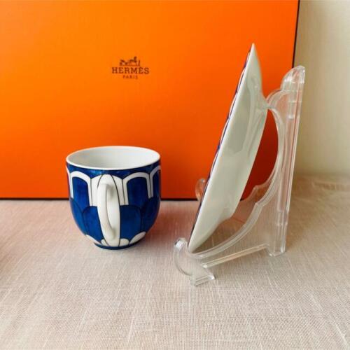 Hermes Bleus d'Ailleurs Demitasse Cup and Saucer 2 set blue espresso coffee 100 ml R08