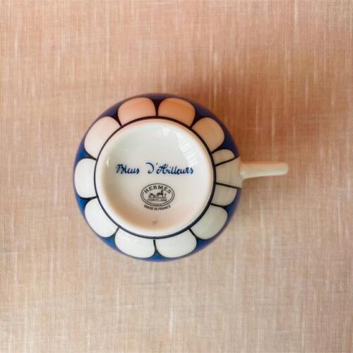 Hermes Bleus d'Ailleurs Demitasse Cup and Saucer 2 set blue espresso coffee 100 ml R08