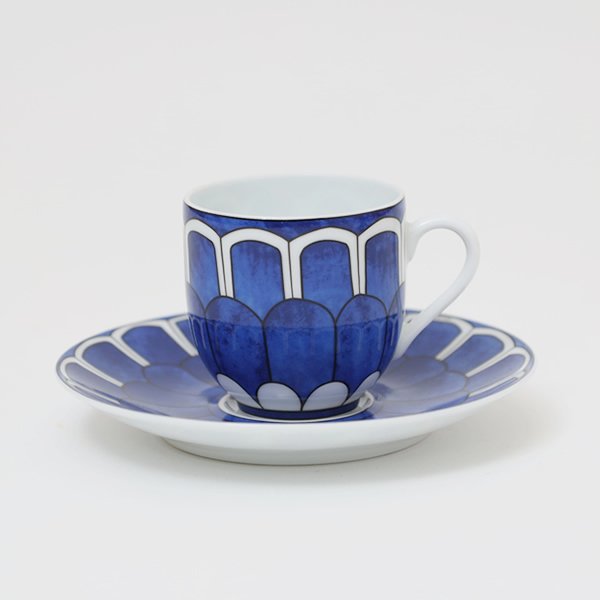 Hermes Bleus d'Ailleurs Demitasse Cup and Saucer 2 set blue espresso coffee 100 ml