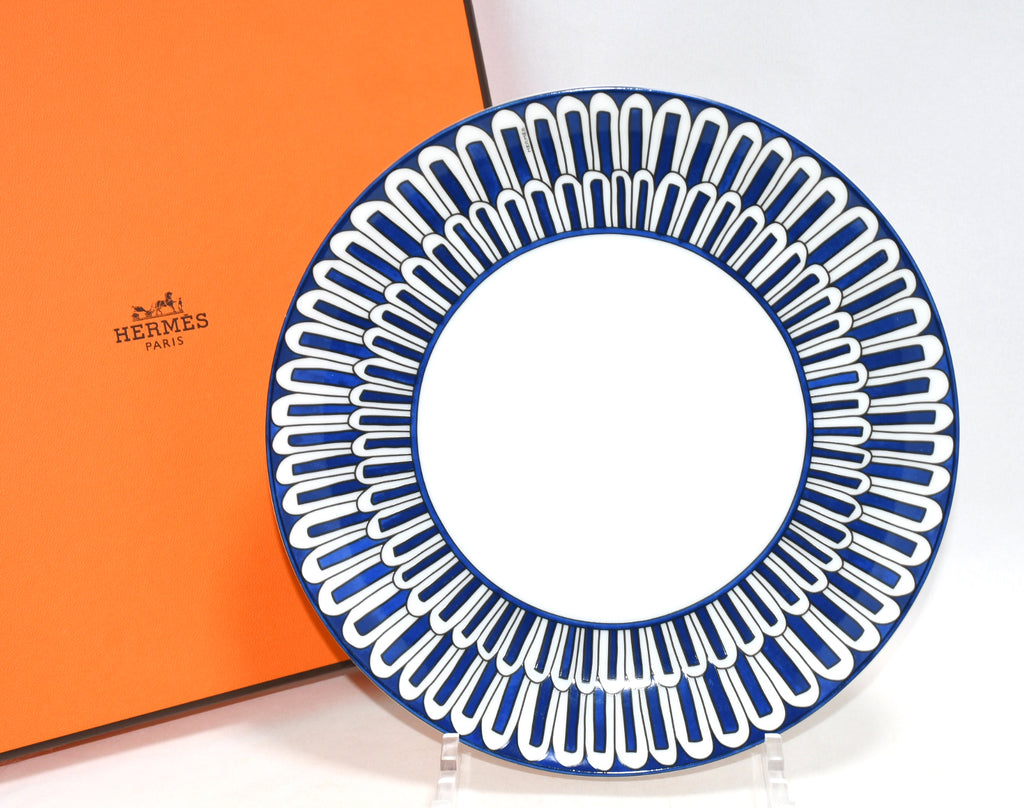 Hermes Bleus d'Ailleurs Dessert Plate 22 cm blue porcelain dinner 8.75"