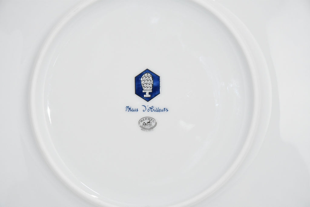 Hermes Bleus d'Ailleurs Dinner Plate 27 cm Set of 2 porcelain tableware blue EX+