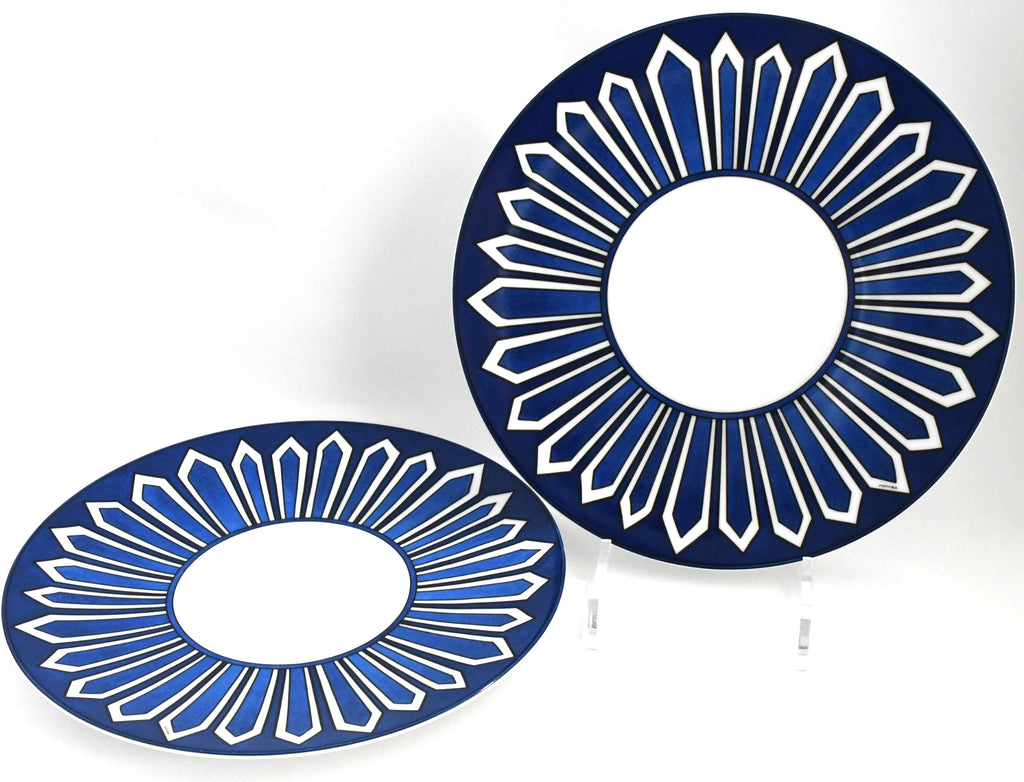 Hermes Bleus d'Ailleurs Dinner Plate 27 cm Set of 2 porcelain tableware blue EX+