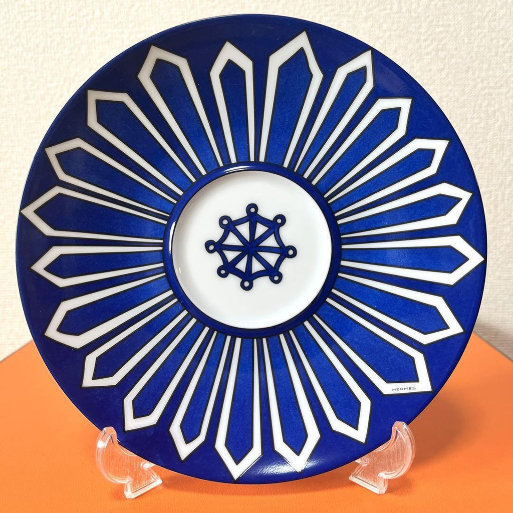 Hermes Bleus d'Ailleurs Morning Cup and Saucer blue porcelain soup tea coffee 370 ml