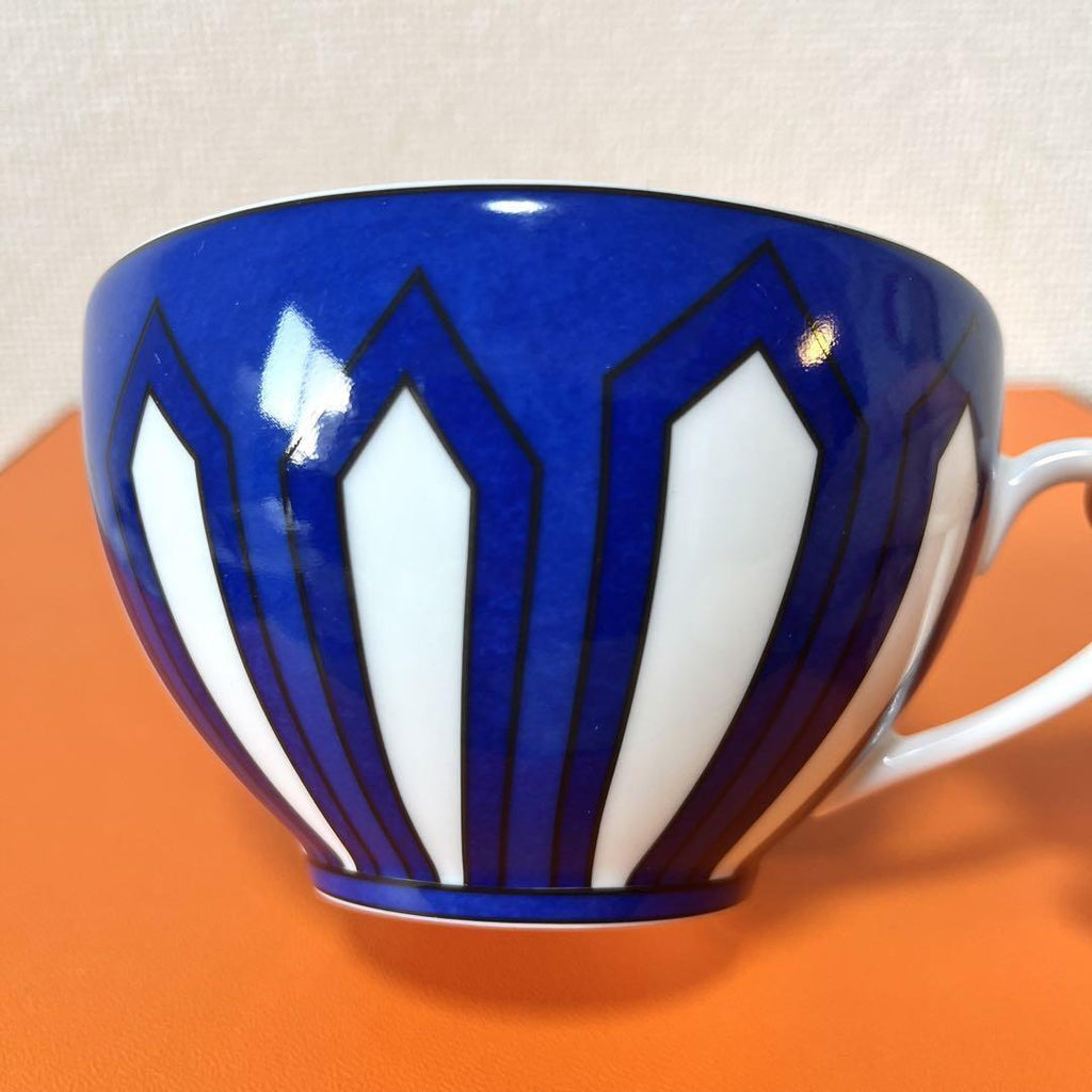 Hermes Bleus d'Ailleurs Morning Cup and Saucer blue porcelain soup tea coffee 370 ml